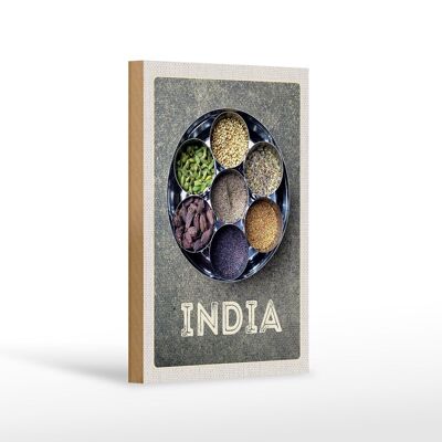Holzschild Reise 12x18 cm Indien Gewürze Fennel Cardamom Anise