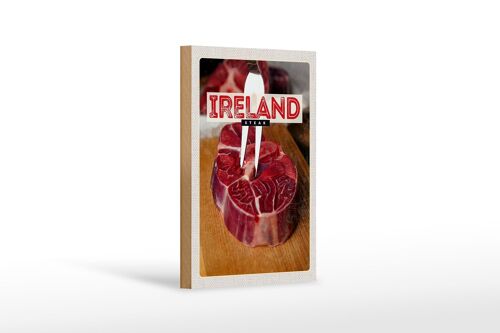Holzschild Reise 12x18 cm Irland Essen rotes Steak Fleisch