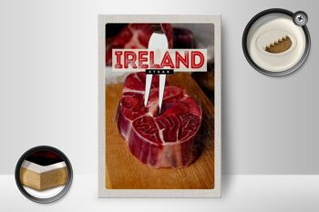 Panneau en bois voyage 12x18 cm Irlande nourriture steak rouge viande 2