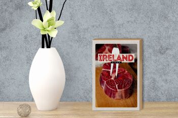 Panneau en bois voyage 12x18 cm Irlande nourriture steak rouge viande 3