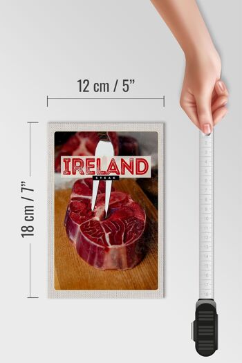 Panneau en bois voyage 12x18 cm Irlande nourriture steak rouge viande 4