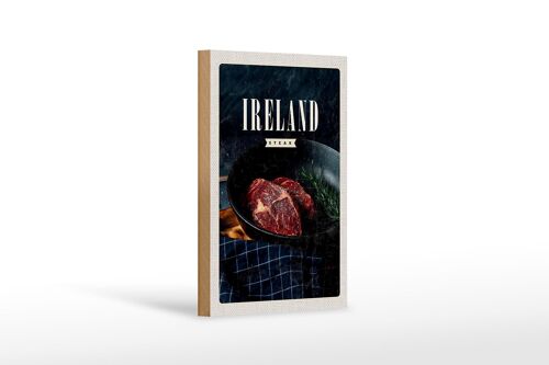 Holzschild Reise 12x18 cm Irland Steak angebraten Pfeffer