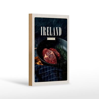 Holzschild Reise 12x18 cm Irland Steak angebraten Pfeffer