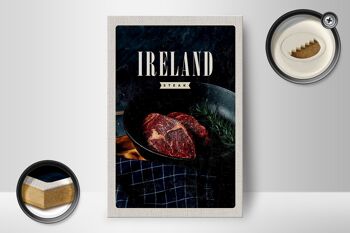 Panneau en bois voyage 12x18 cm Irlande steak poivre frit 2