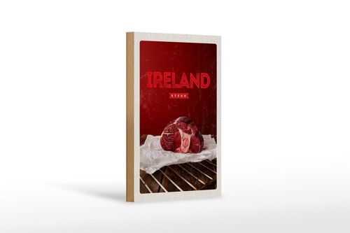 Holzschild Reise 12x18 cm Irland bestes rotes Steak im Ofen