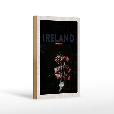 Cartello da viaggio in legno 12x18 cm Decorazione forchetta bistecca carne Irlanda