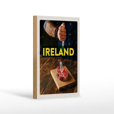 Cartel de madera de viaje 12x18 cm Irlanda Irish Hereford Steak