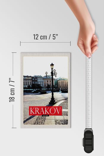 Panneau en bois voyage 12x18 cm bâtiment Cracovie Pologne décoration centre ville 4