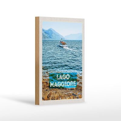 Cartel de madera viaje 12x18cm Lago Maggiore Italia isla barco mar