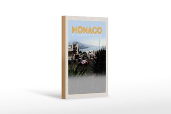 Panneau en bois voyage 12x18 cm Monaco France course automobile plage 1