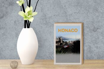 Panneau en bois voyage 12x18 cm Monaco France course automobile plage 3