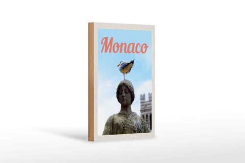 Holzschild Reise 12x18 Monaco Frankreich Europa Skulptur Vogel