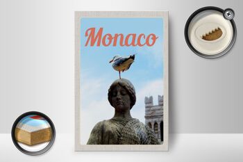 Panneau en bois voyage 12x18 Monaco France Europe sculpture oiseau 2