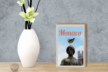 Panneau en bois voyage 12x18 Monaco France Europe sculpture oiseau 3
