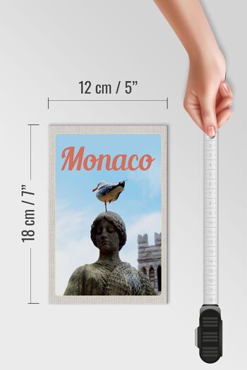 Panneau en bois voyage 12x18 Monaco France Europe sculpture oiseau 4