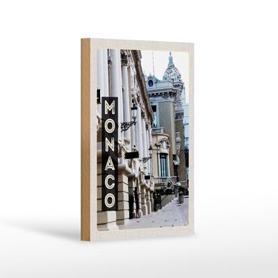 Cartel de madera viaje 12x18 cm Mónaco Francia atracciones