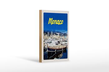 Panneau en bois voyage 12x18 cm Monaco France yacht plage mer 1