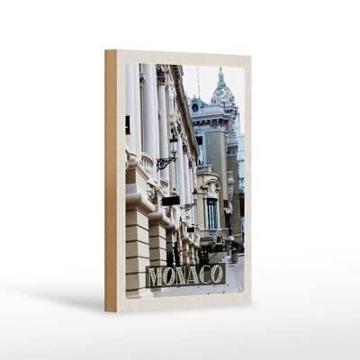 Cartello in legno da viaggio 12x18 cm Monaco Francia nave città di lusso