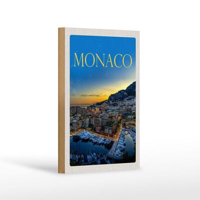 Cartel de madera viaje 12x18 cm Mónaco Francia yate decoración de lujo