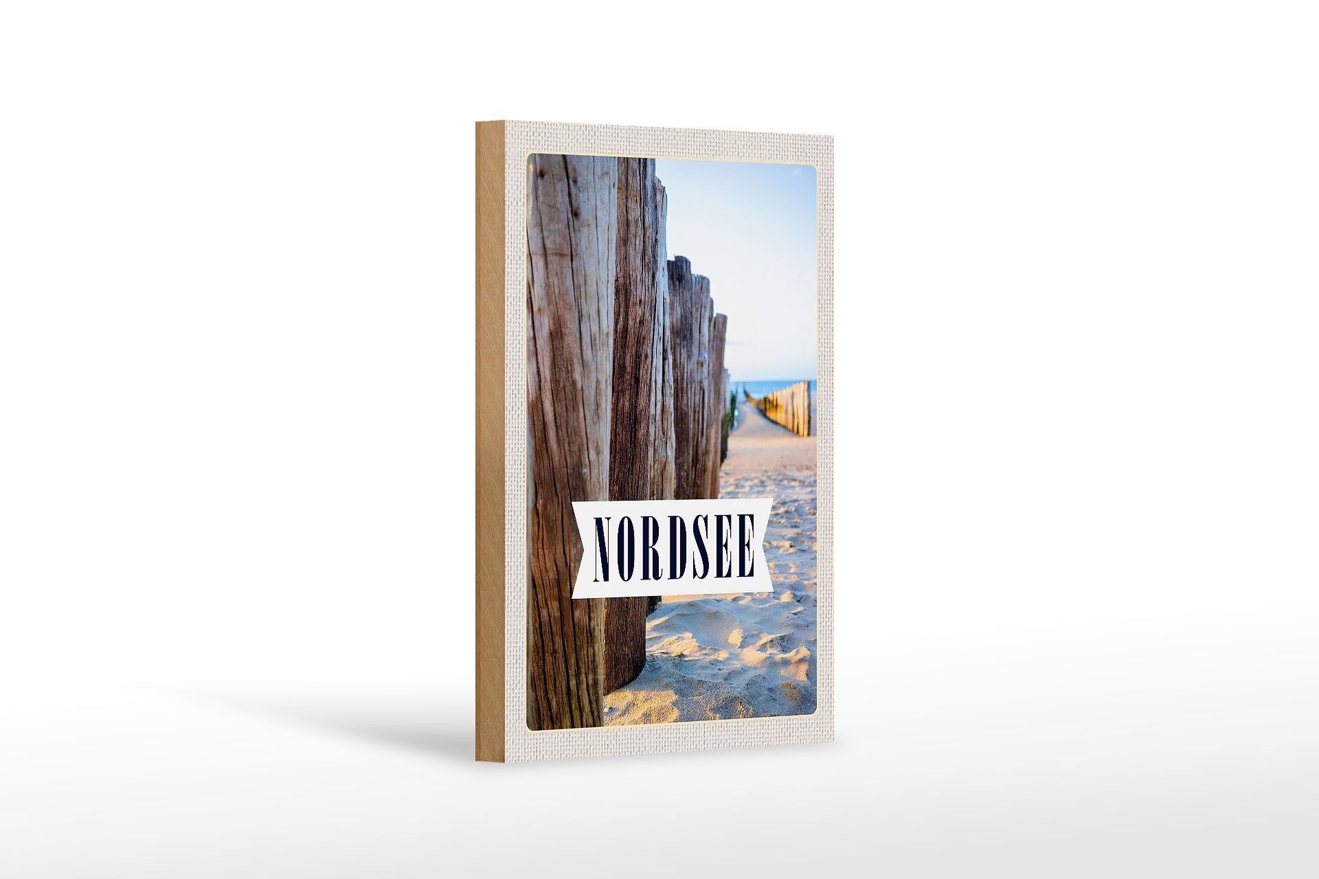 Cartello in legno da viaggio 12x18 cm Mare del Nord Germania flusso e riflusso