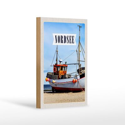 Cartel de madera viaje 12x18 cm Mar del Norte playa viaje barco mar
