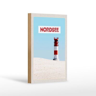 Cartello da viaggio in legno 12x18 cm Faro del Mare del Nord Germania