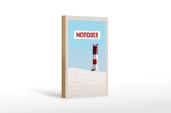 Panneau en bois voyage 12x18 cm Mer du Nord Allemagne Phare marin 1