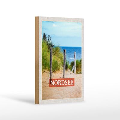 Cartello in legno da viaggio 12x18 cm Mare del Nord Germania spiaggia pace