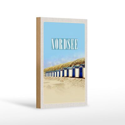 Cartello in legno da viaggio 12x18 cm Mare del Nord spiaggia casa al mare sole