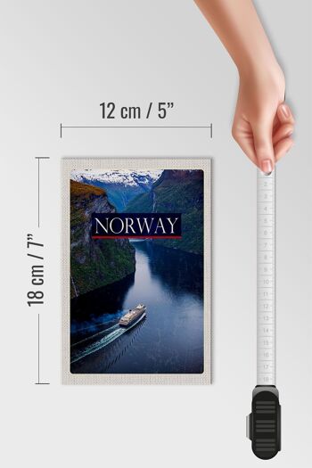 Panneau en bois voyage 12x18cm Norvège croisière voyage mer montagnes 4