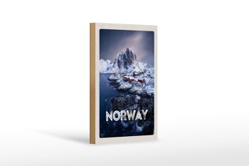 Panneau en bois voyage 12x18 cm Norvège heure d'hiver gel mer froide 1
