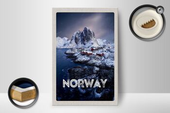 Panneau en bois voyage 12x18 cm Norvège heure d'hiver gel mer froide 2