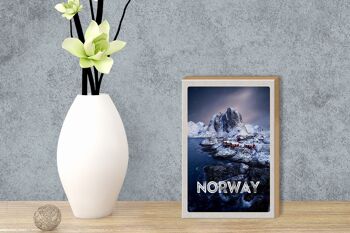 Panneau en bois voyage 12x18 cm Norvège heure d'hiver gel mer froide 3