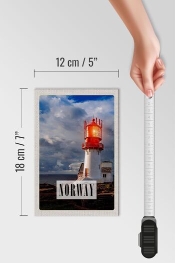 Panneau en bois voyage 12x18 cm Norvège phare orage mer 4