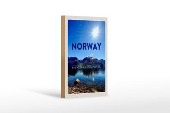 Panneau en bois voyage 12x18 cm Norvège mer plage Europe montagnes 1