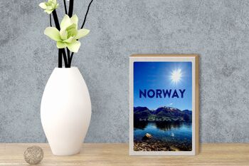 Panneau en bois voyage 12x18 cm Norvège mer plage Europe montagnes 3