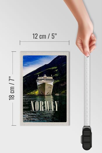 Panneau en bois voyage 12x18 cm Norvège yacht montagnes mer nature 4