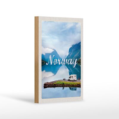Cartello in legno viaggio 12x18 cm Norvegia campeggio mare viaggio natura