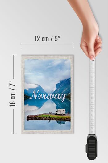 Panneau en bois voyage 12x18 cm Norvège camping mer voyage nature 4