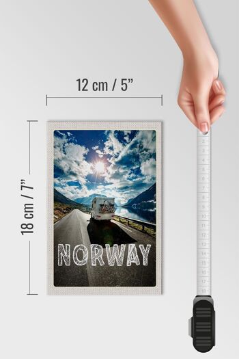 Panneau en bois voyage 12x18 cm Norvège camping voyage vélo mer 4