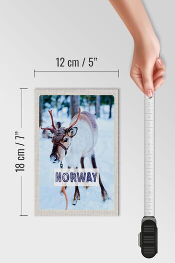 Panneau en bois voyage 12x18 cm cerf de Norvège hiver neige 4