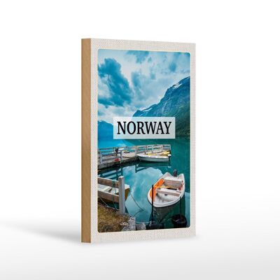 Wooden sign travel 12x18 cm Norway boat island holiday trip decoration