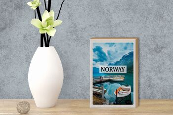Panneau en bois voyage 12x18 cm Norvège bateau île vacances voyage décoration 3