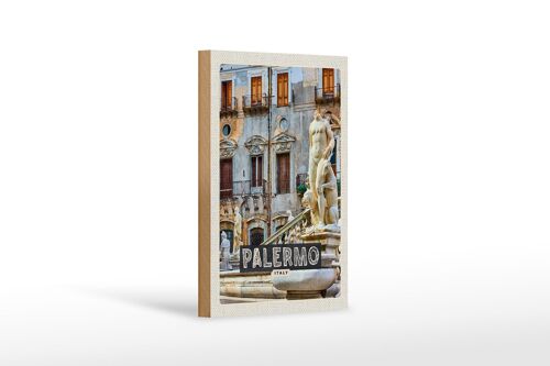 Holzschild Reise 12x18 cm Palermo Italien Skulptur Altstadt