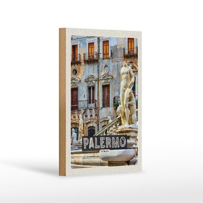 Cartello da viaggio in legno 12x18 cm Palermo Italia scultura centro storico