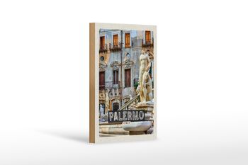 Panneau en bois voyage 12x18 cm Palerme Italie sculpture vieille ville 1