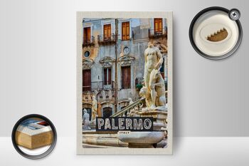 Panneau en bois voyage 12x18 cm Palerme Italie sculpture vieille ville 2