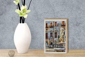 Panneau en bois voyage 12x18 cm Palerme Italie sculpture vieille ville 3