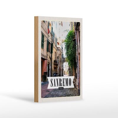 Cartello da viaggio in legno 12x18 cm Sanremo Italia vista architettura