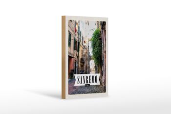 Panneau en bois voyage 12x18 cm Sanremo Italie vue architecture 1